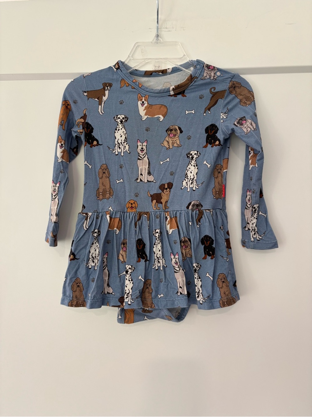 Easweet Bamboo Blue Dogs Long Sleeve Bamboo Bodysuit Twirl Dress 18-24 months